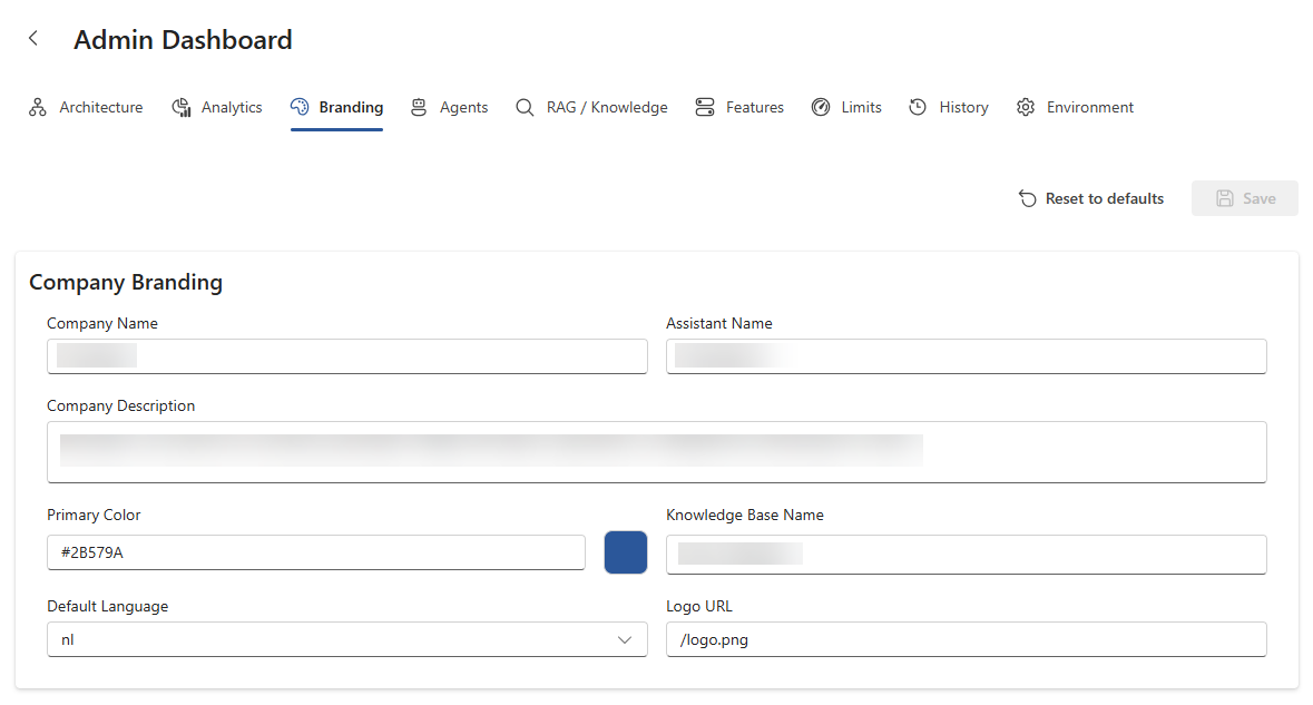 Custom Branding - Admin Dashboard